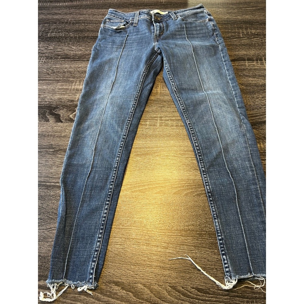 Levi's 535 Super Skinny Jeans Size 29 Blue Denim Frayed Hem‎ High Rise Modern